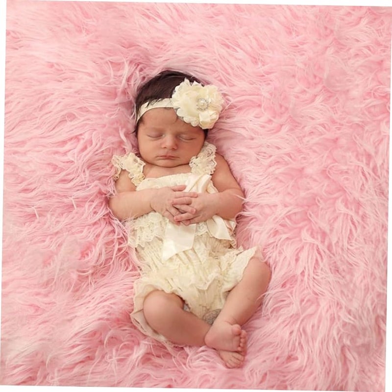 Pink Photography Blanket Soft Cozy Newborn Photo Prop Skin Friendly Warm Background Mat - Image 2